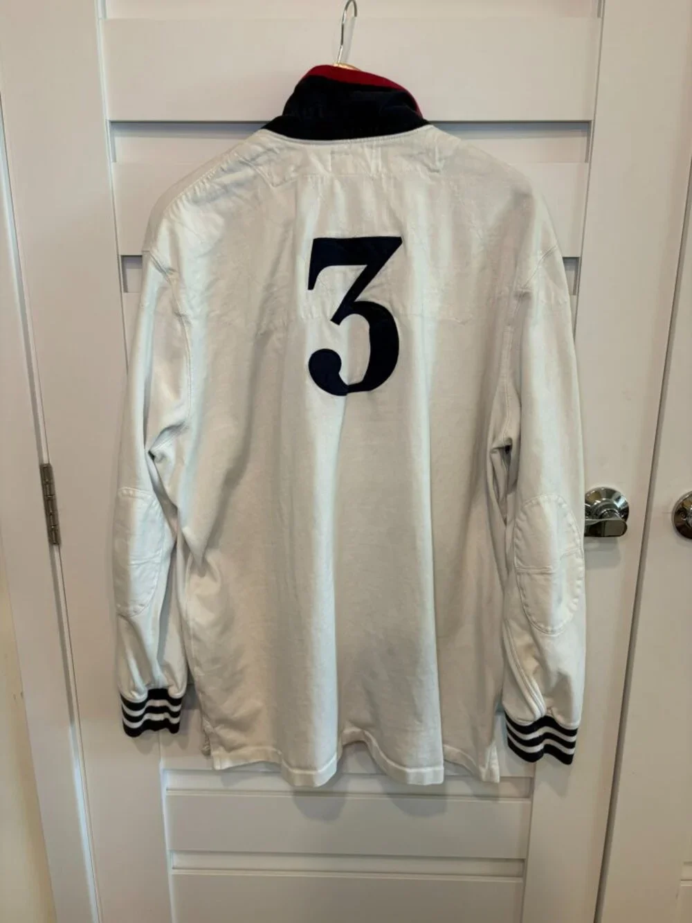 Vintage Polo Ralph Lauren Big Pony Rugby Shirt White XL Number 3 Long Sleeve